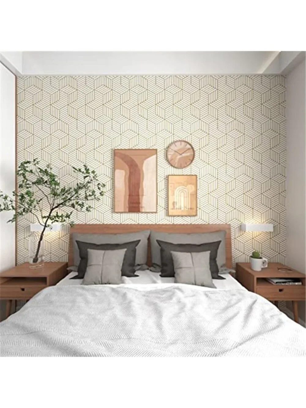 Gold Geometric Peel Stick Wallpaper Self Adhesive Removable Vinyl Modern 118in